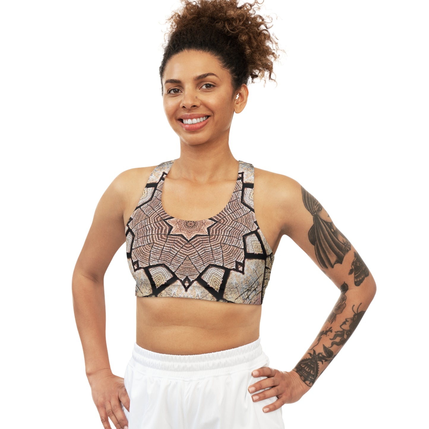 Mandala Marron - Soutien-gorge de sport sans couture Inovax