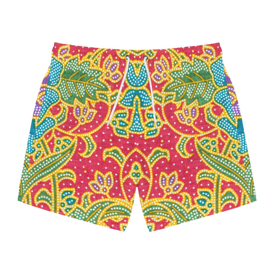 Green and red flowers - Inovax Swim Trunks