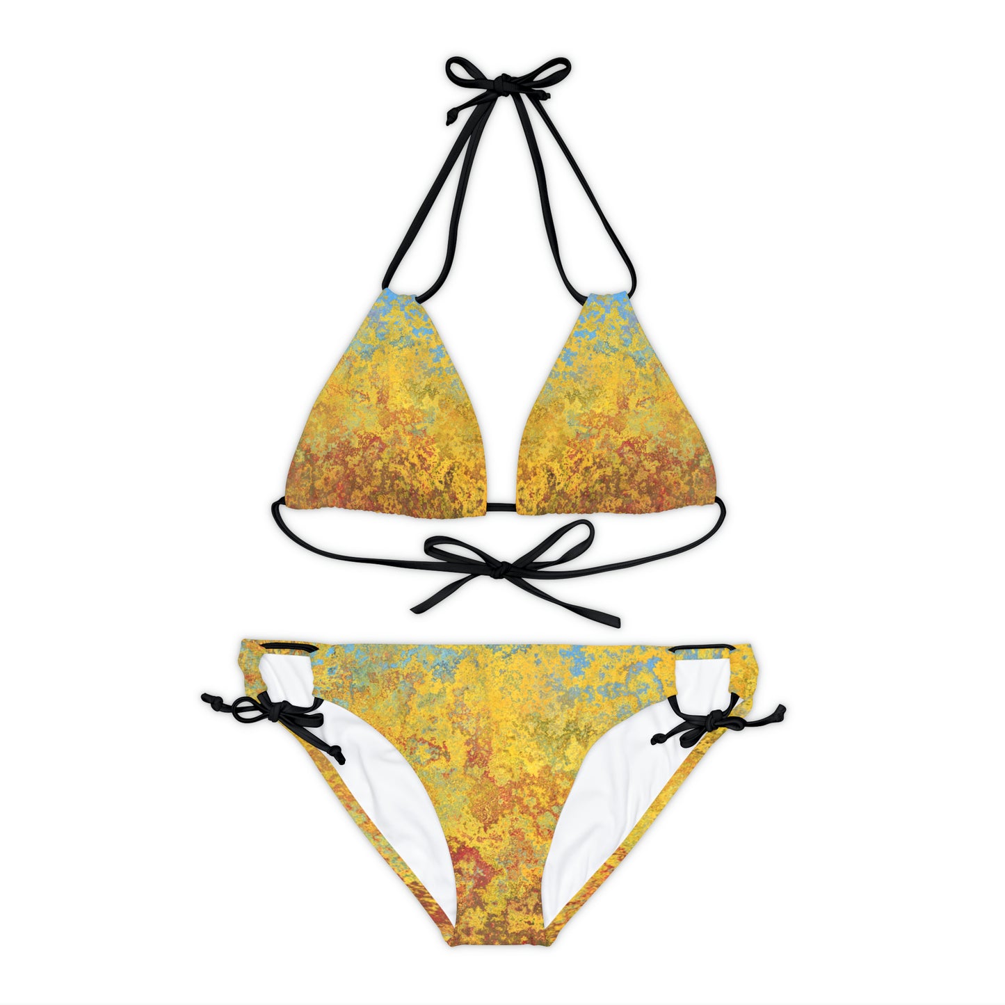 Gold and blue spots - Inovax Strappy Bikini Set