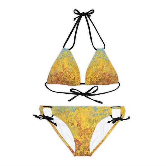 Gold and blue spots - Inovax Strappy Bikini Set