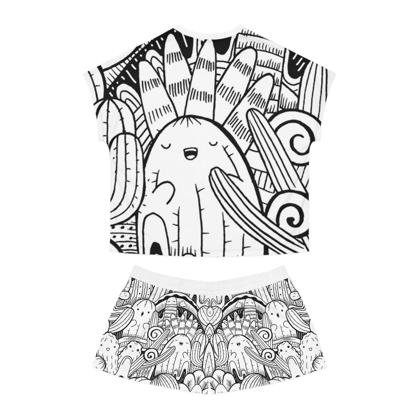 Doodle Cactus - Conjunto de pijama corto para mujer Inovax