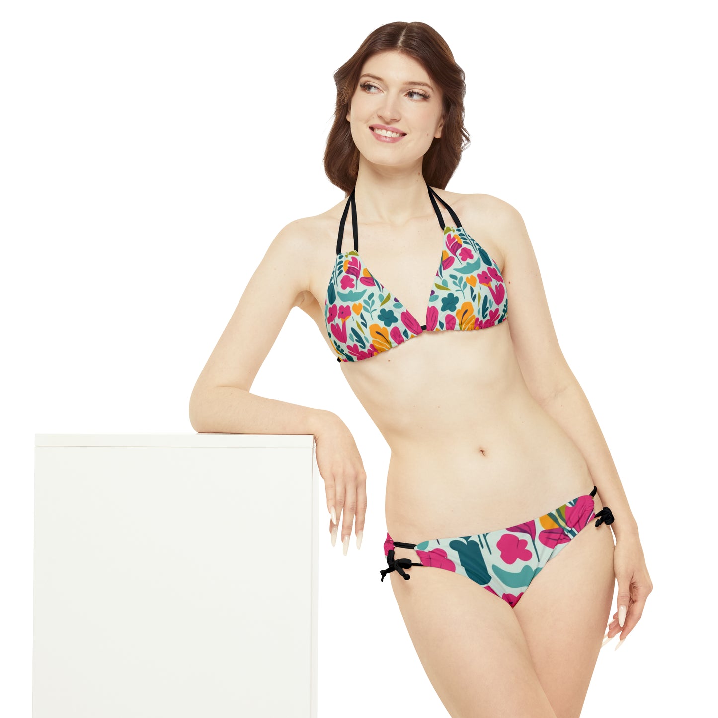 Flores claras - Conjunto de bikini con tiras Inovax