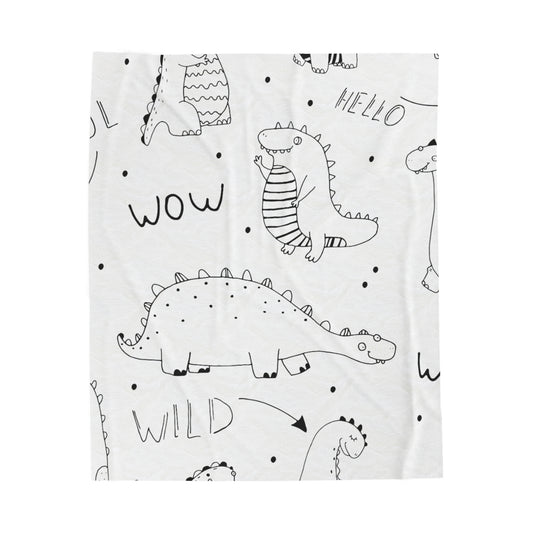 Doodle Dinosours - Inovax Velveteen Plush Blanket