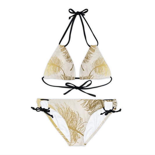 Plumas doradas - Conjunto de bikini con tiras Inovax