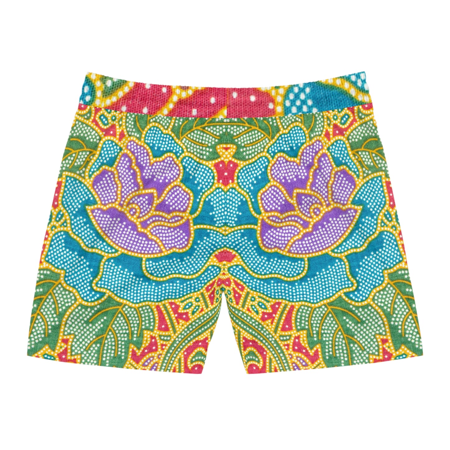 Green and red flowers - Inovax Men's Mid-Length Swim Shorts