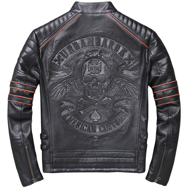 Ropa de cuero auténtico Harley para hombre, ropa de motociclismo, corte ajustado