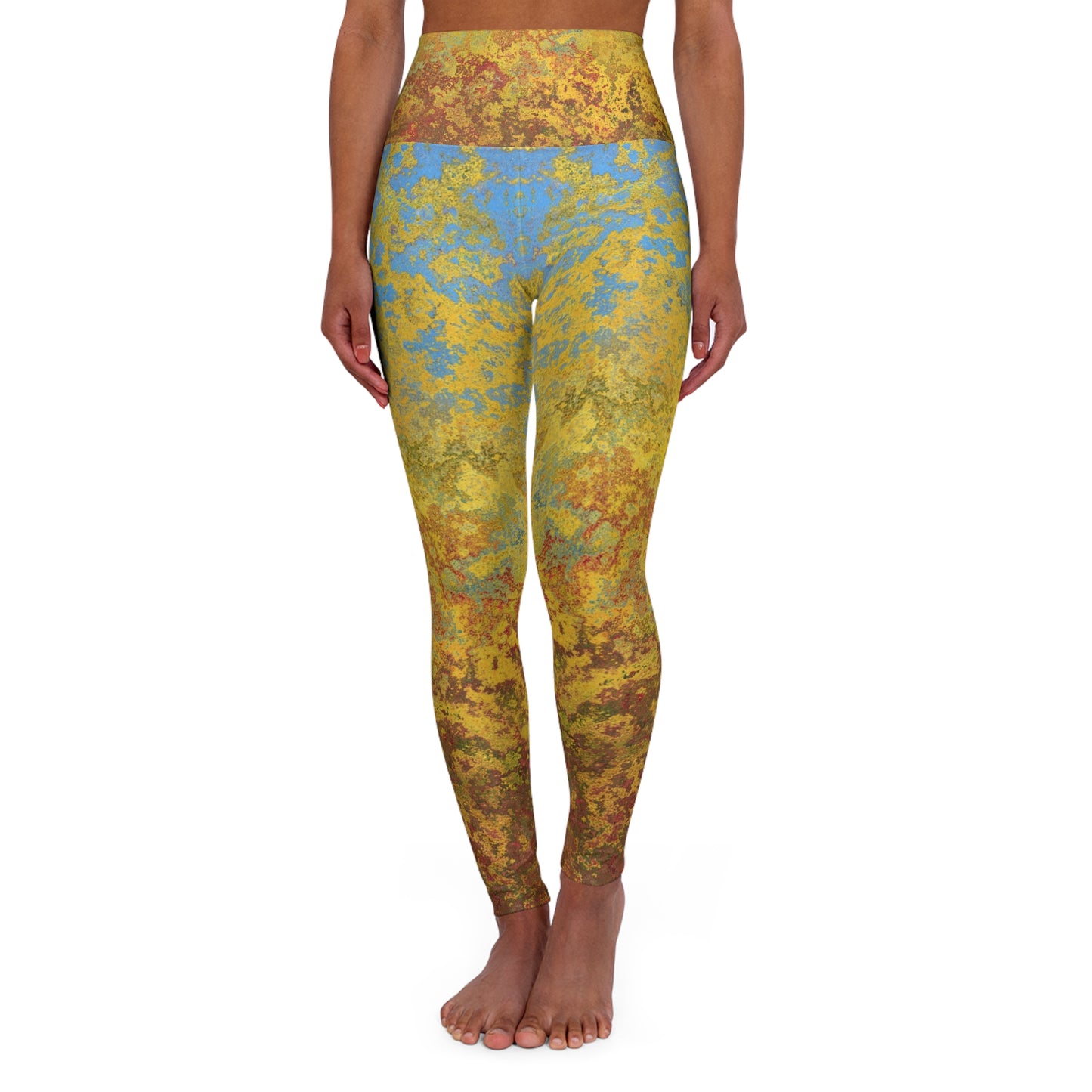 Manchas doradas y azules - Leggings de yoga de cintura alta Inovax