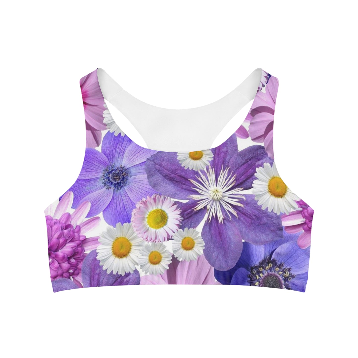 Purple Flowers - Inovax Seamless Sports Bra