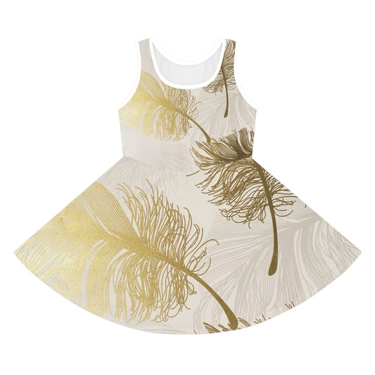 Golden Feathers - Inovax Girl's Sleeveless Sundress