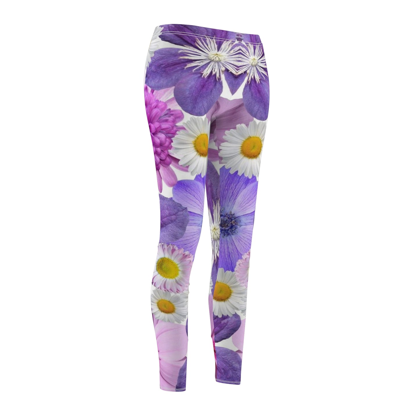 Fleurs violettes - Leggings décontractés coupés-cousus Inovax pour femmes