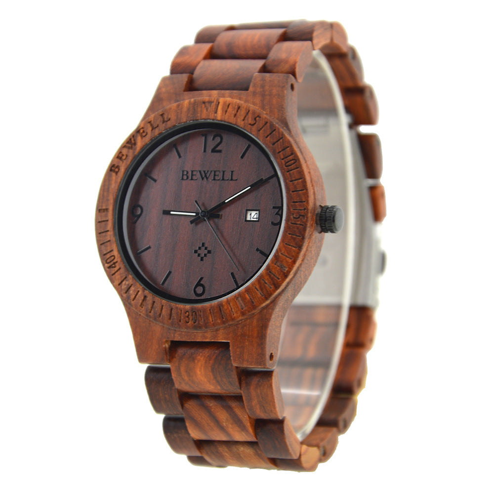 Reloj de madera de sándalo.