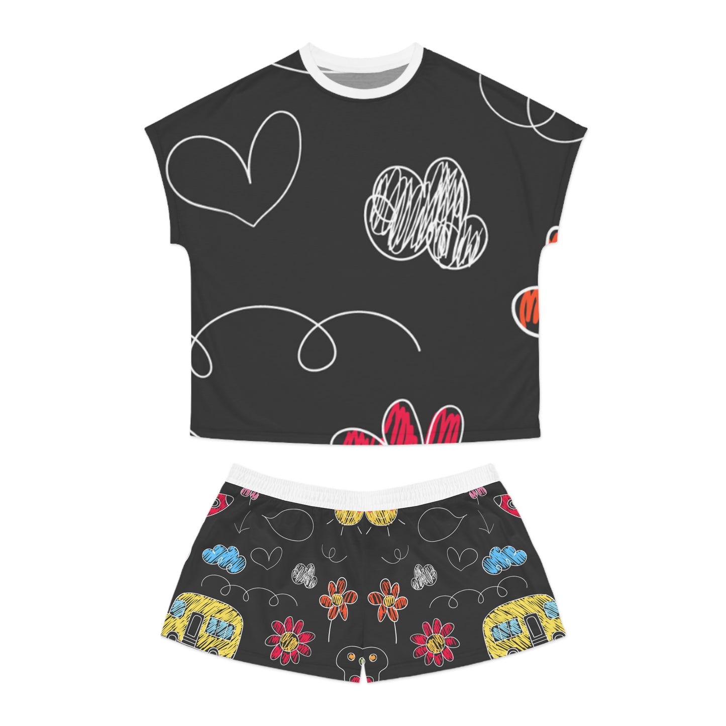 Kids Doodle Playground - Conjunto de pijama corto para mujer Inovax