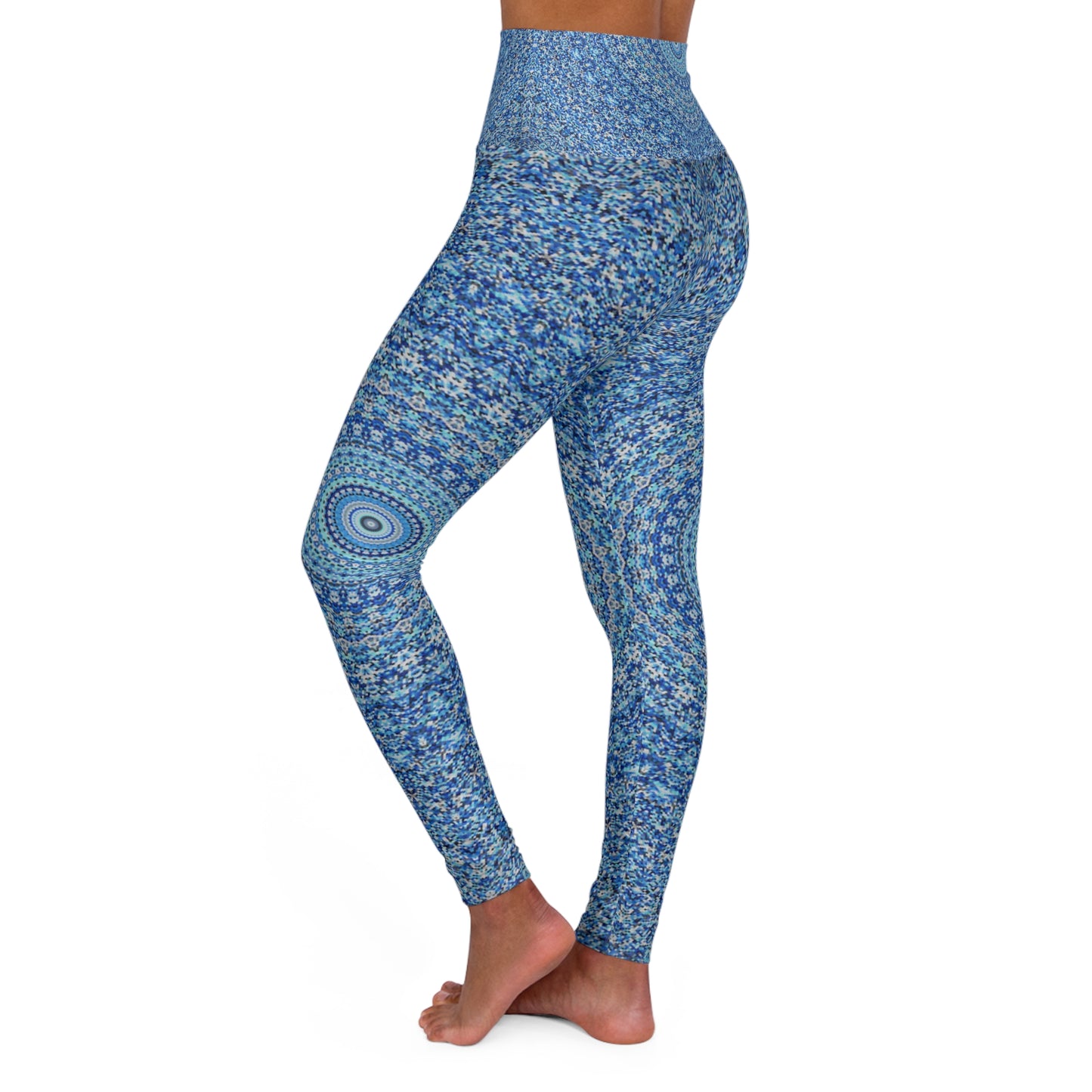 Mandala azul - Leggings de yoga de cintura alta Inovax