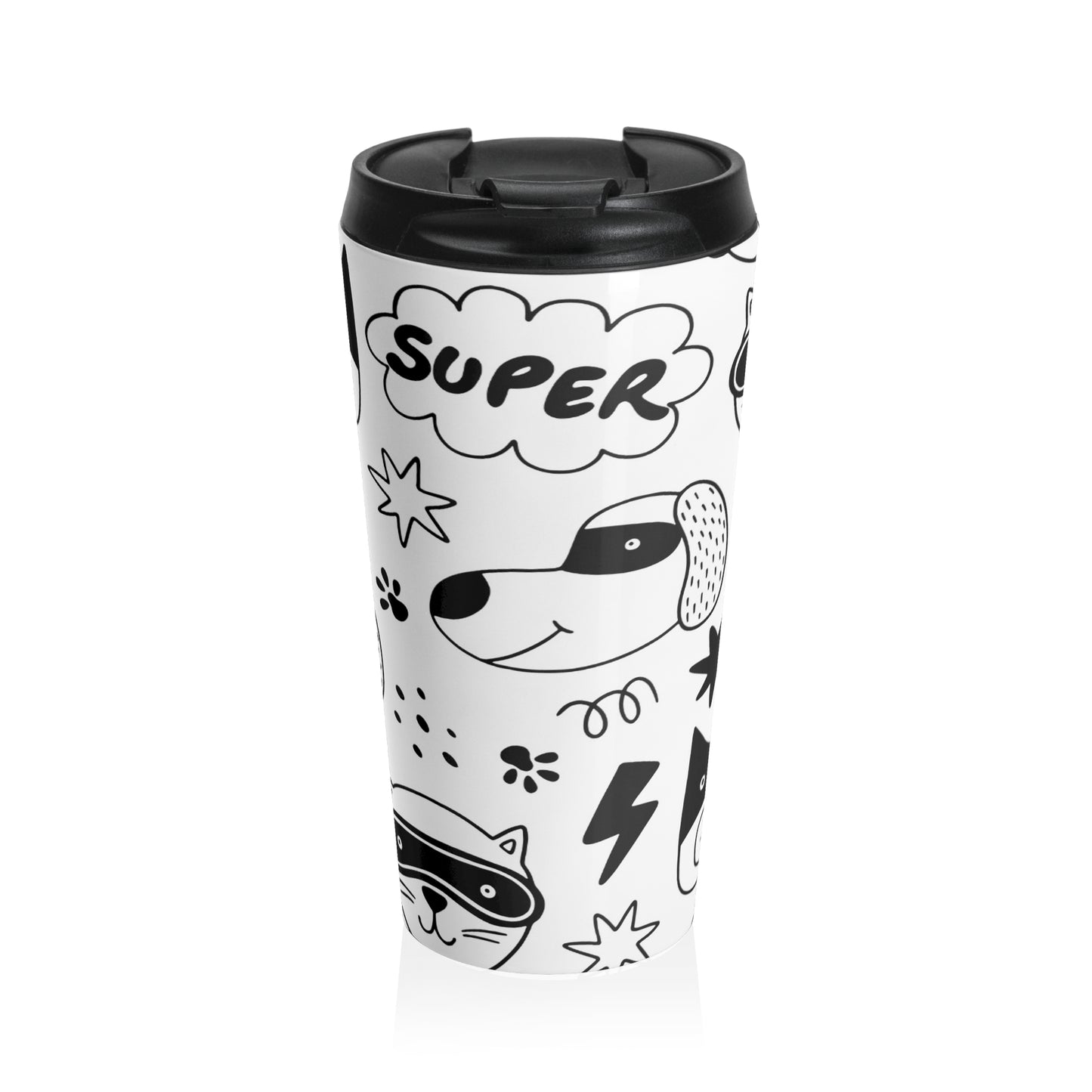 Doodle Chiens et Chats - Tasse de voyage en acier inoxydable Inovax