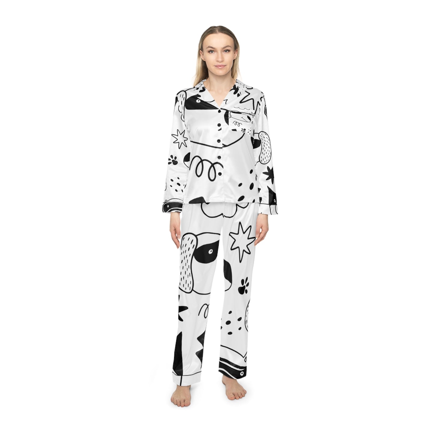 Doodle Dogs &amp; Cats - Pijama de satén para mujer Inovax