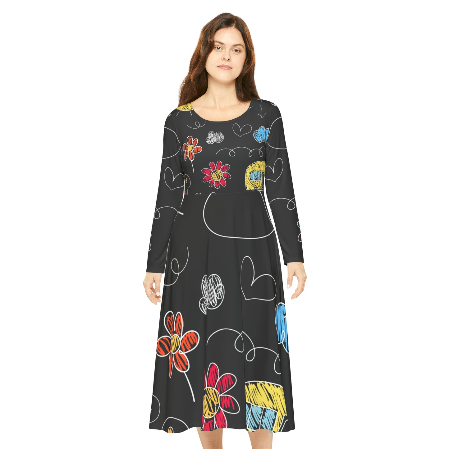 Kids Doodle Playground - Vestido de baile de manga larga para mujer Inovax