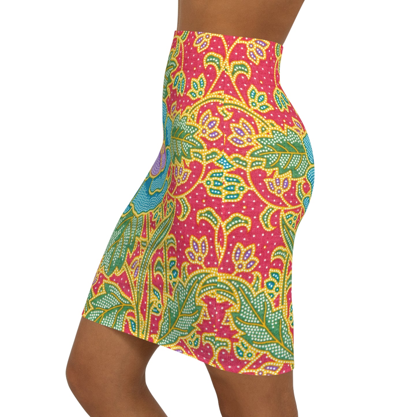 Green and red flowers - Inovax Women's Mini Skirt