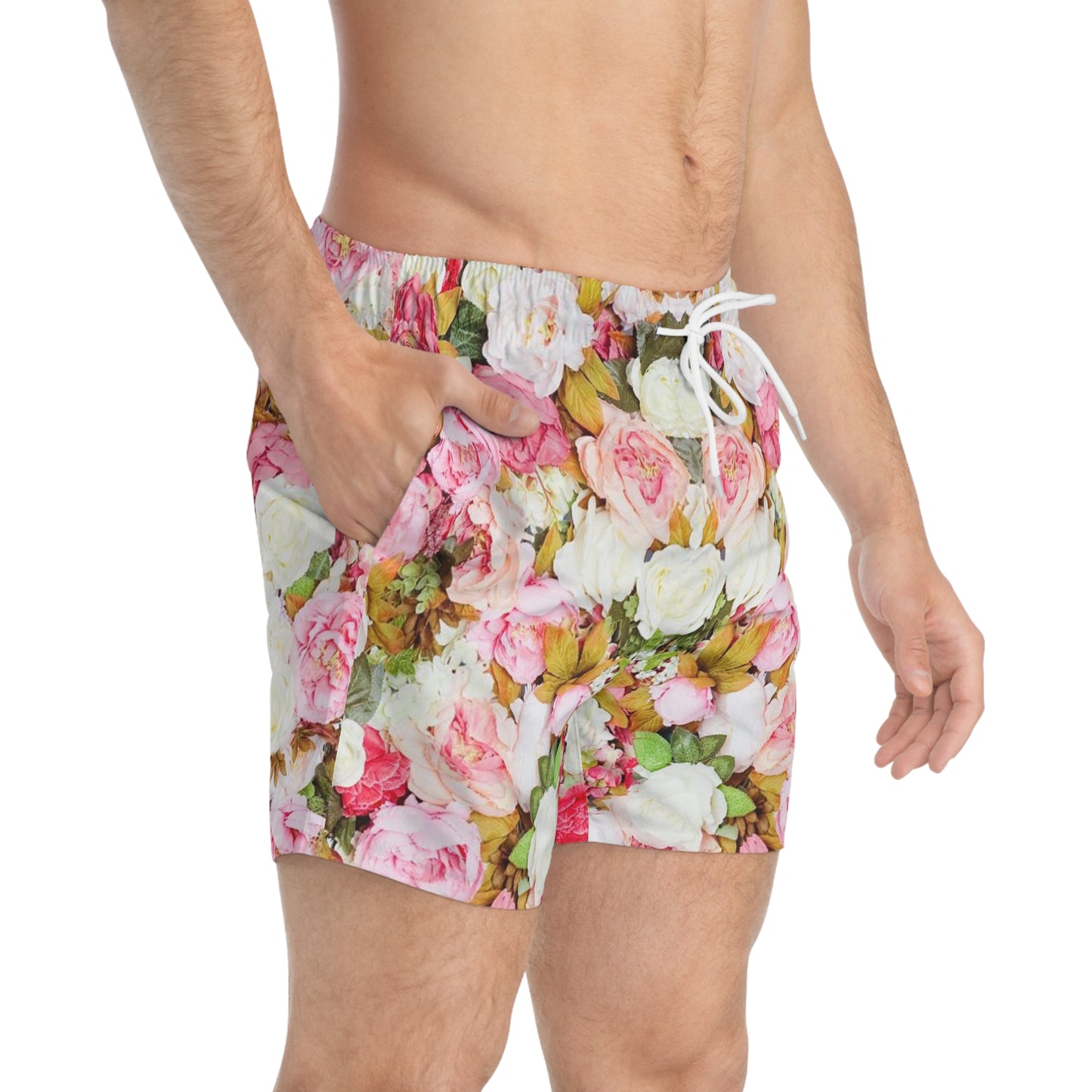 Pink Flowers - Inovax Swim Trunks