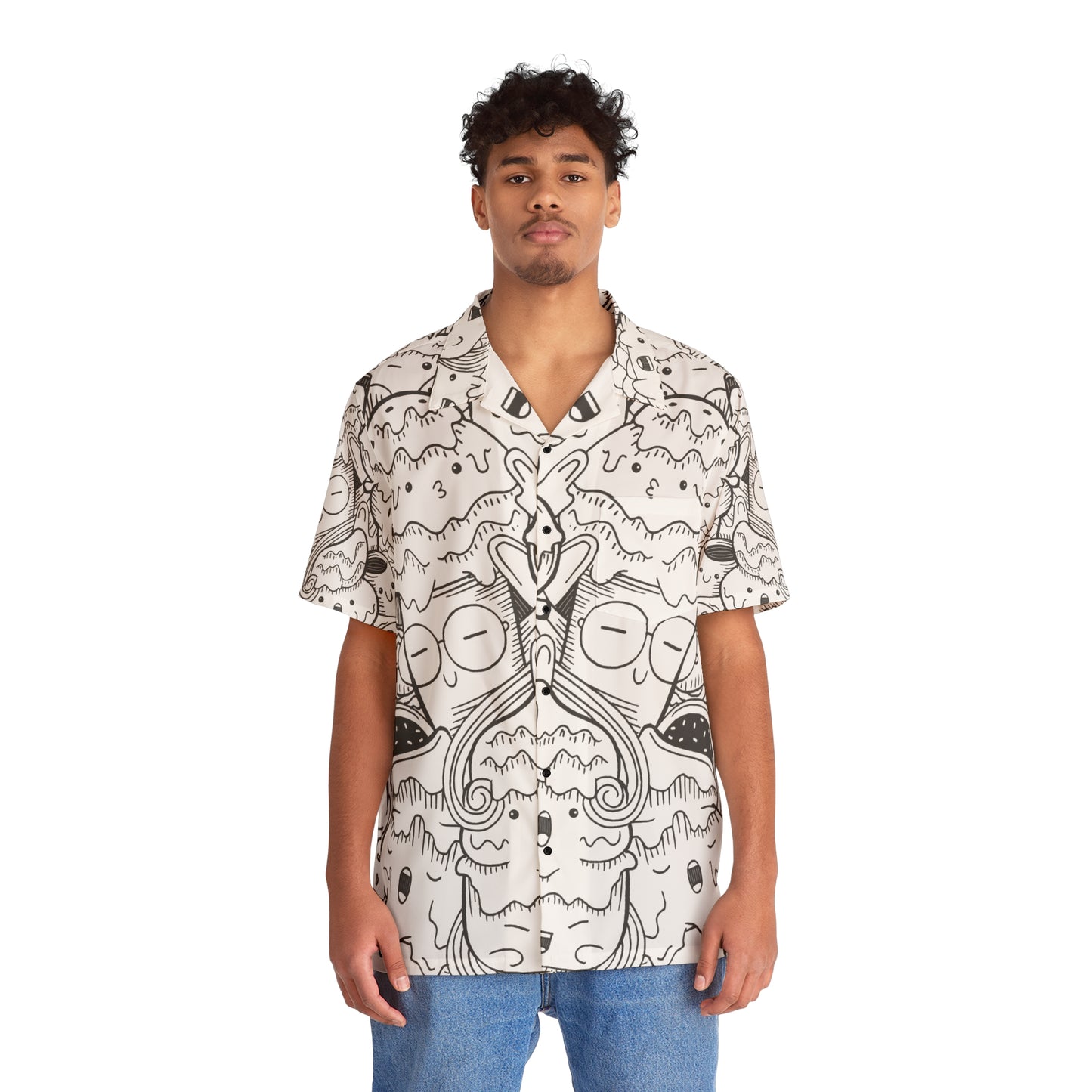 Doodle Icecream - Chemise hawaïenne pour hommes Inovax