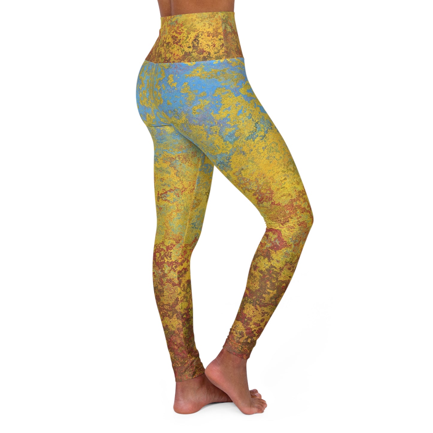 Manchas doradas y azules - Leggings de yoga de cintura alta Inovax