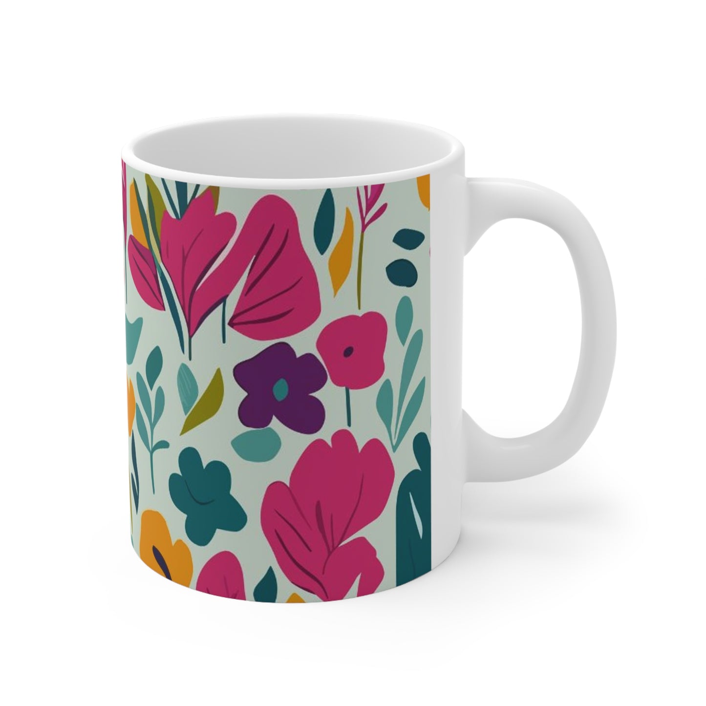 Fleurs claires - Tasse en céramique Inovax 11oz