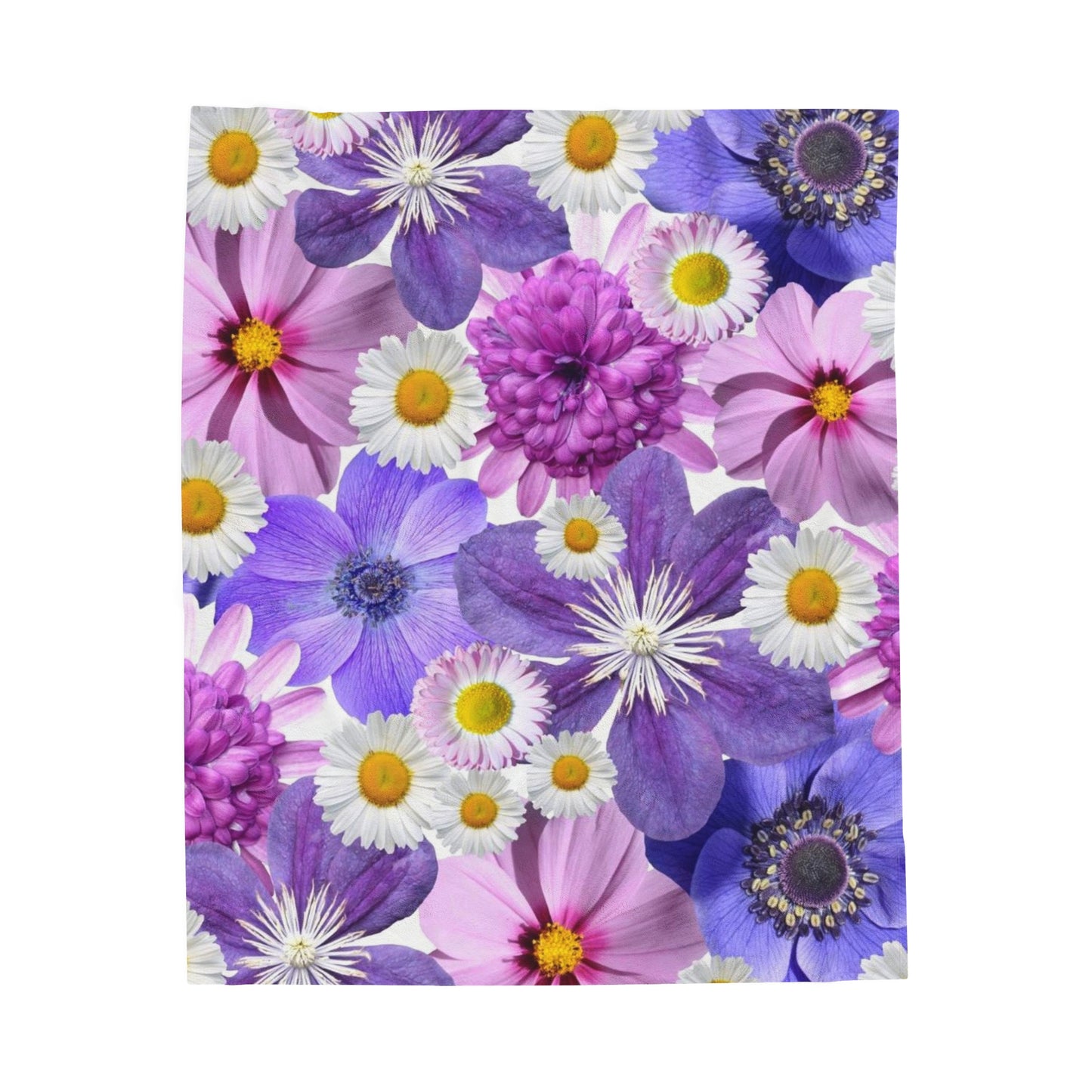 Purple Flowers - Inovax Velveteen Plush Blanket