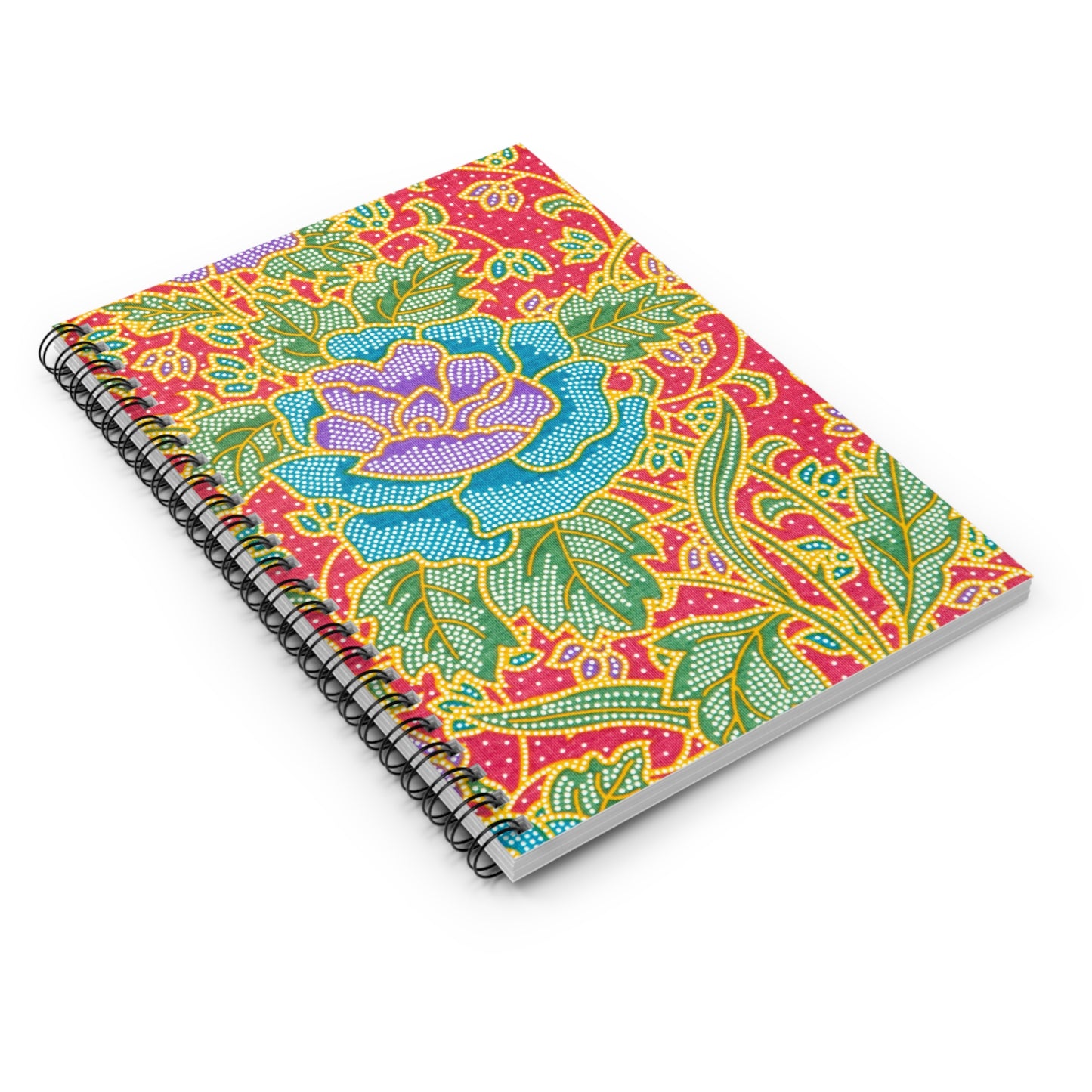 Fleurs vertes et rouges - Carnet à spirale Inovax (ligne lignée)