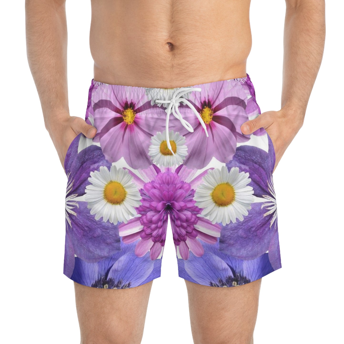 Purple Flowers - Inovax Swim Trunks