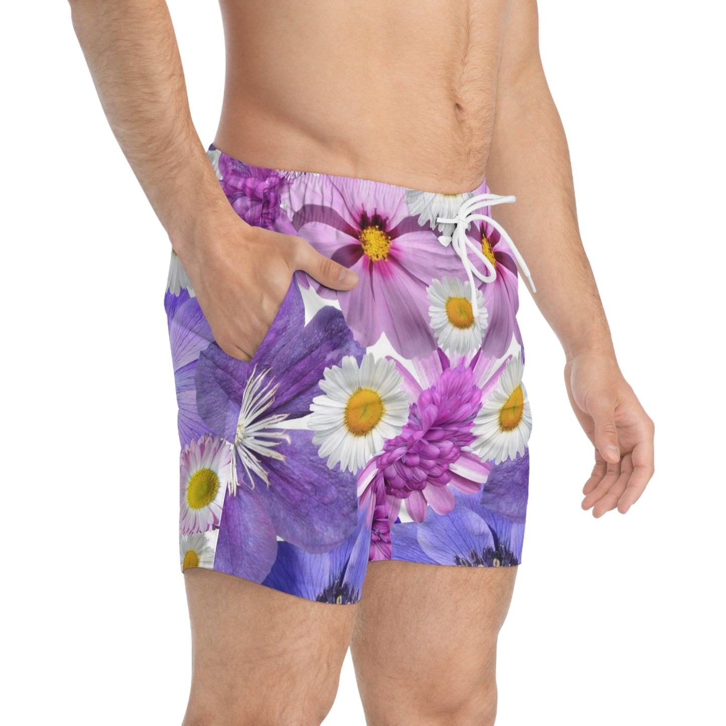 Purple Flowers - Inovax Swim Trunks