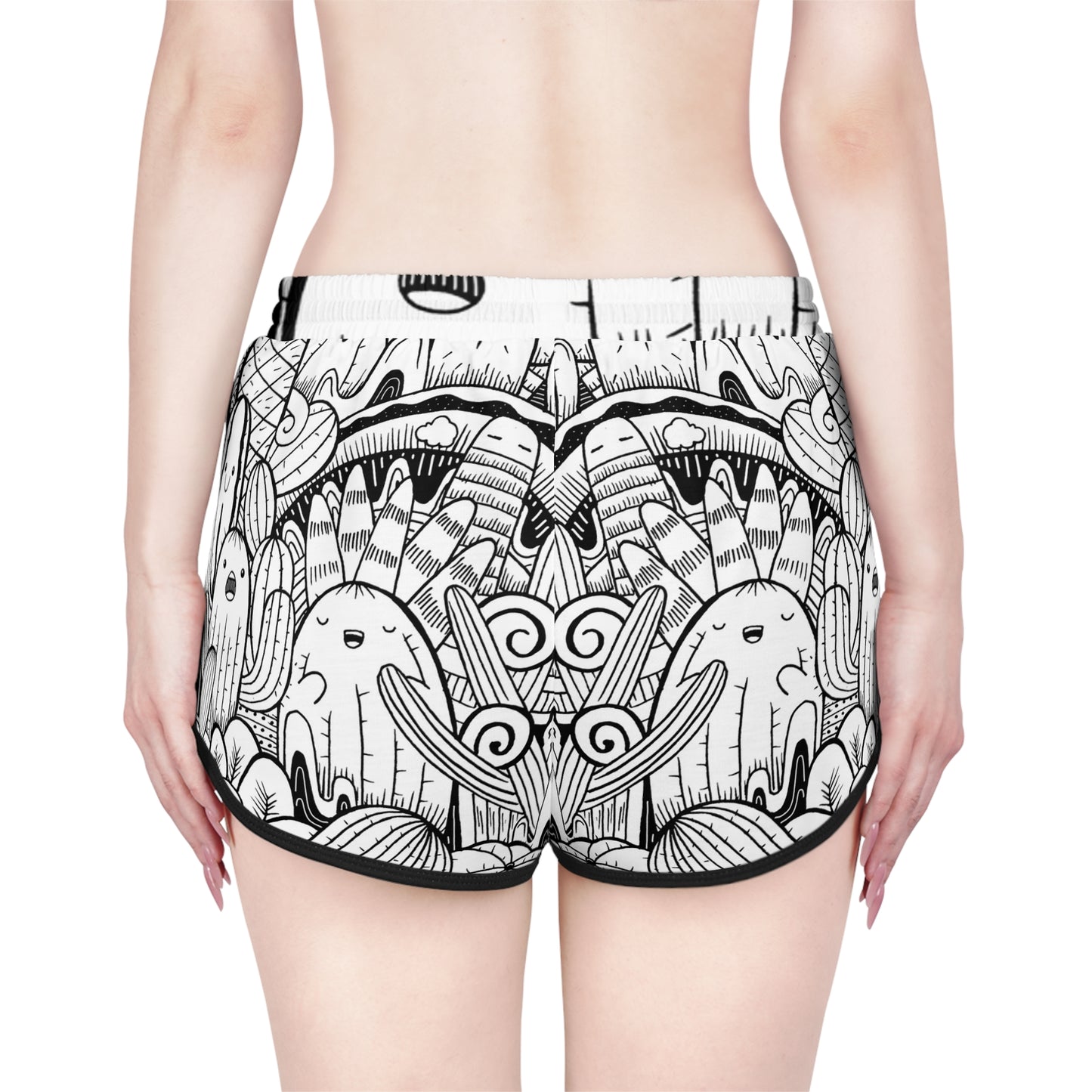 Doodle Cactus - Pantalones cortos relajados para mujer Inovax