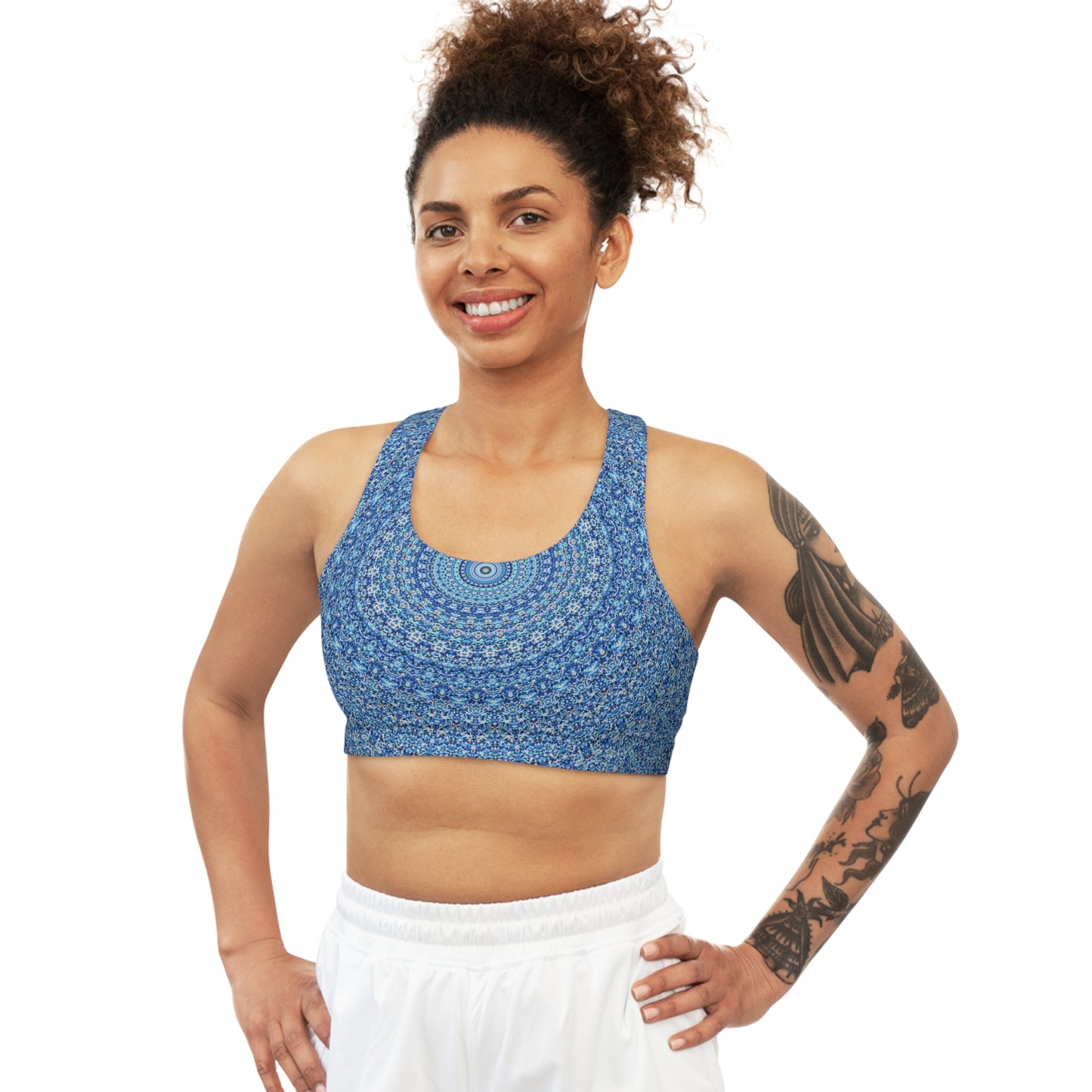 Mandala bleu - Soutien-gorge de sport sans couture Inovax