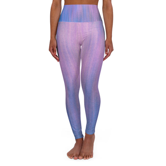 Azul y morado metalizado - Leggings de yoga de cintura alta Inovax