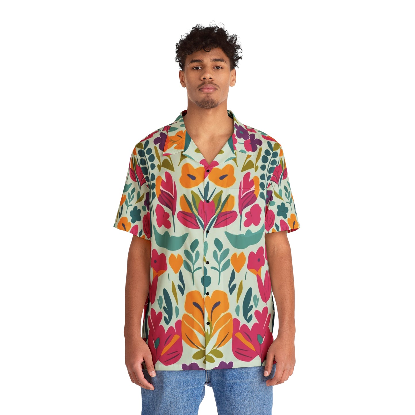 Flores claras - Camisa hawaiana de hombre Inovax