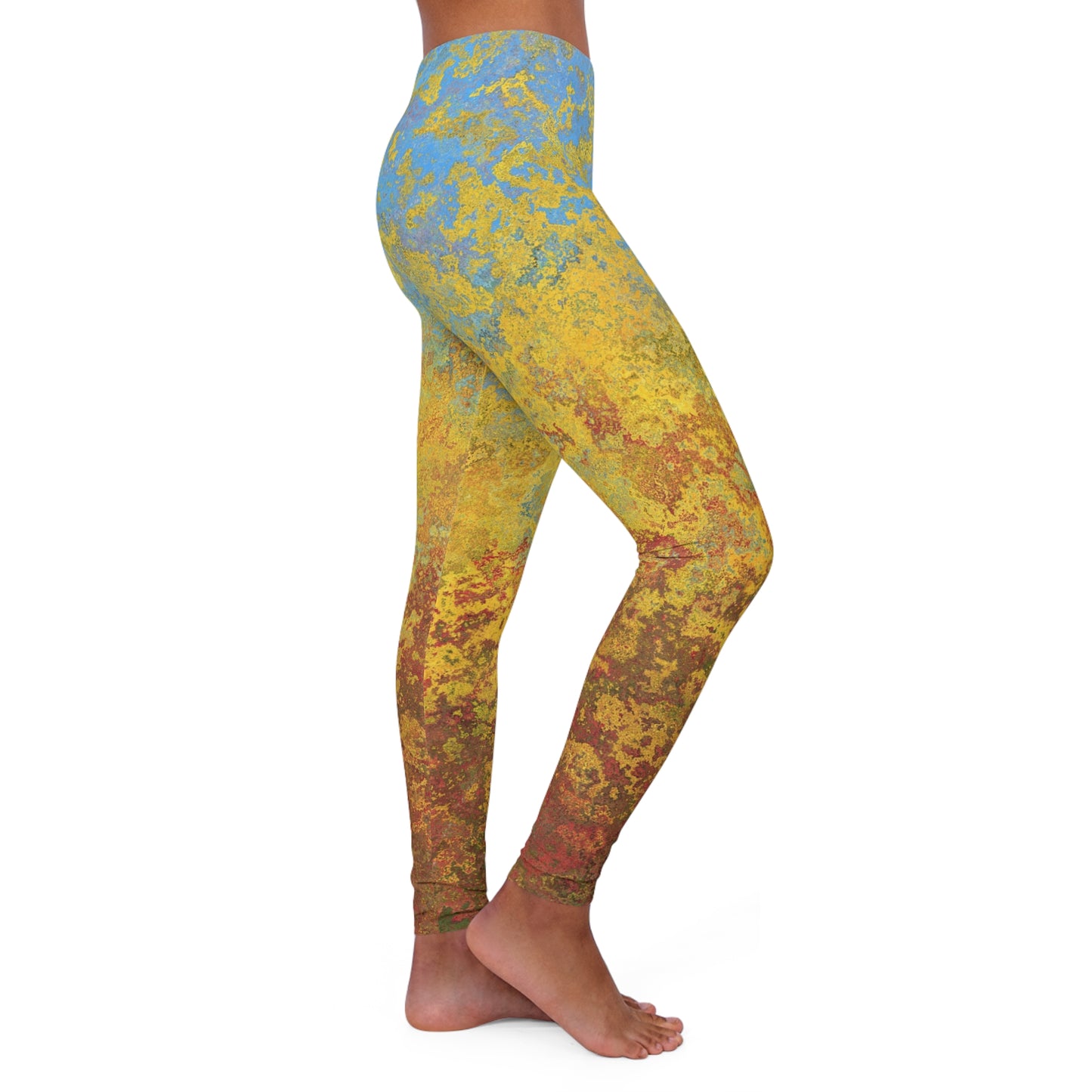 Manchas doradas y azules - Leggings de spandex para mujer Inovax