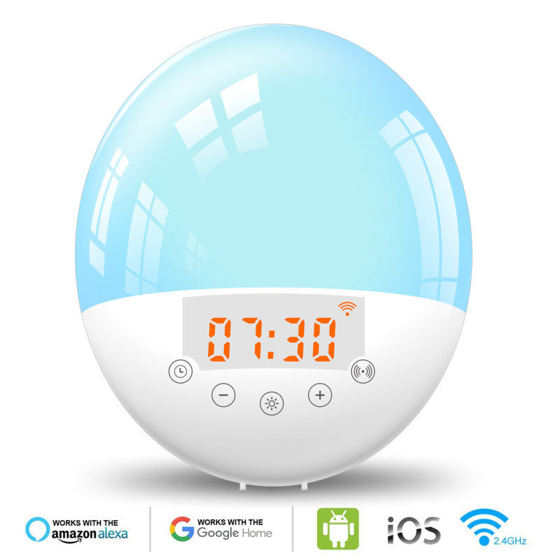 Reloj despertador inteligente con luz de amanecer y control de voz por wifi, luz natural para despertarse