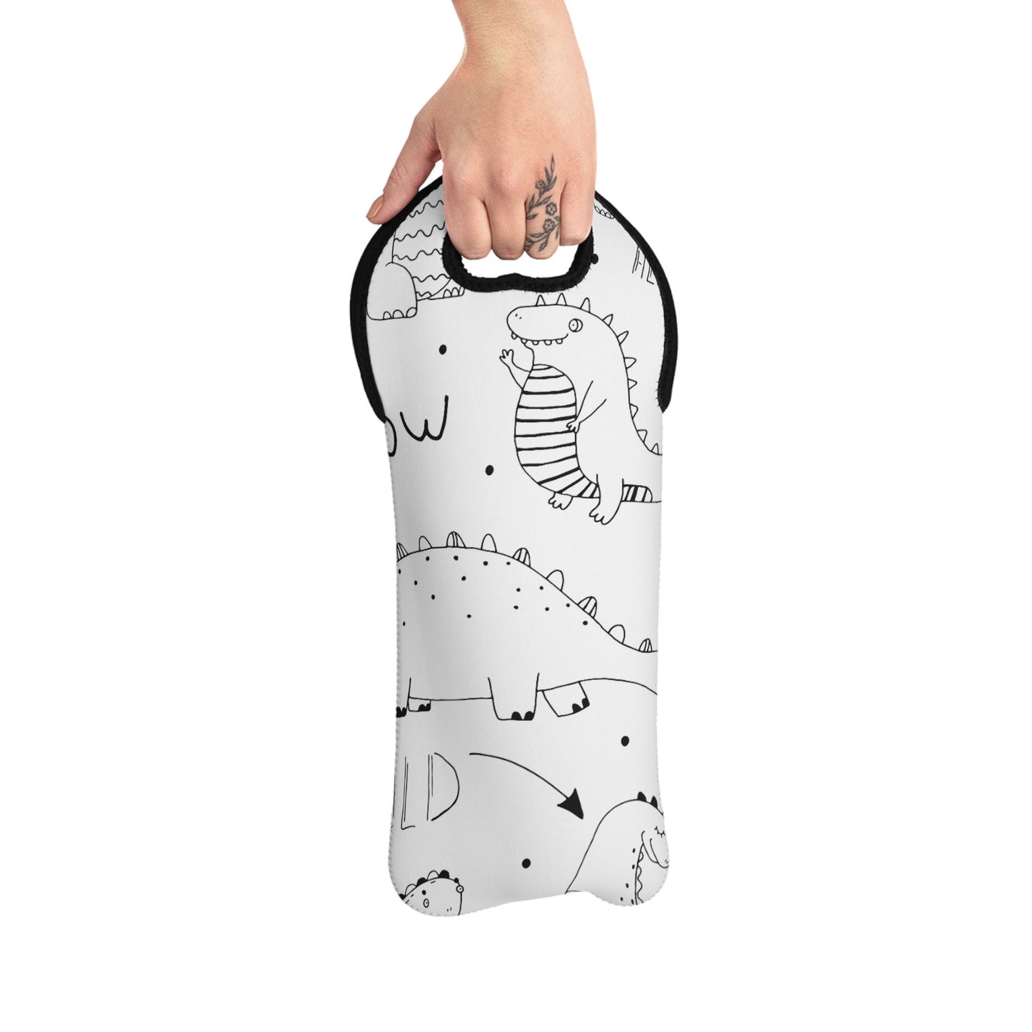 Doodle Dinosours - Inovax Wine Tote Bag