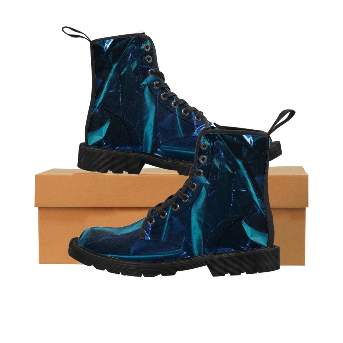 Bleu métallisé - Bottes en toile pour femme Inovax