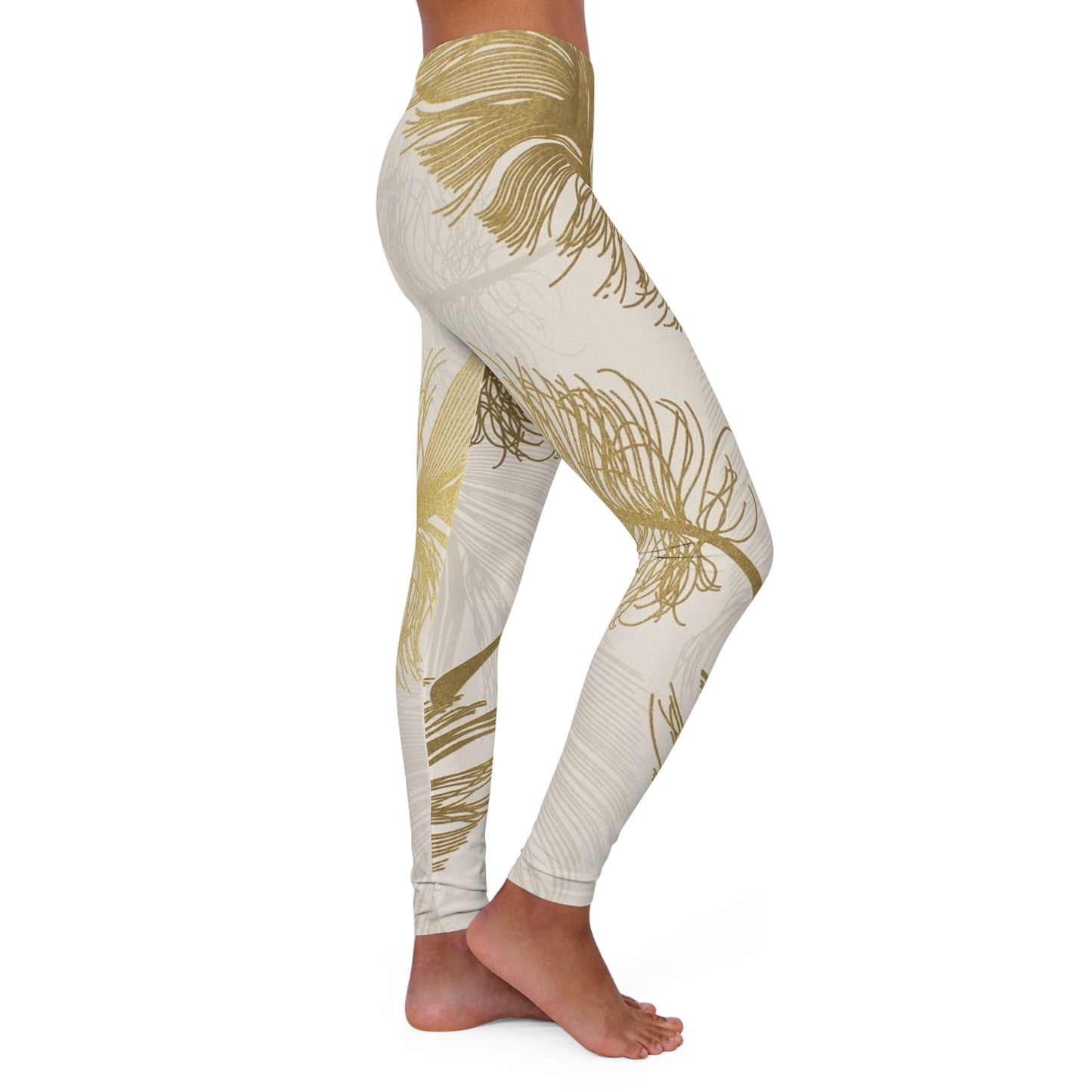 Plumas doradas - Leggings de spandex para mujer Inovax