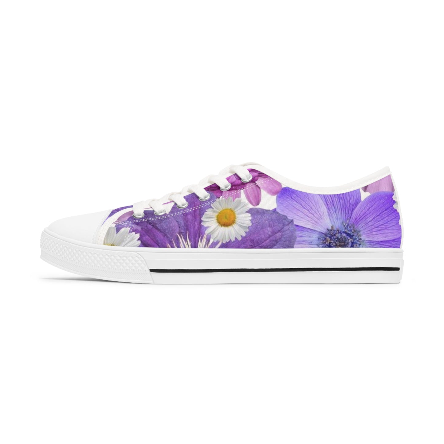 Purple Flowers - Inovax Woman's Low Top Sneakers