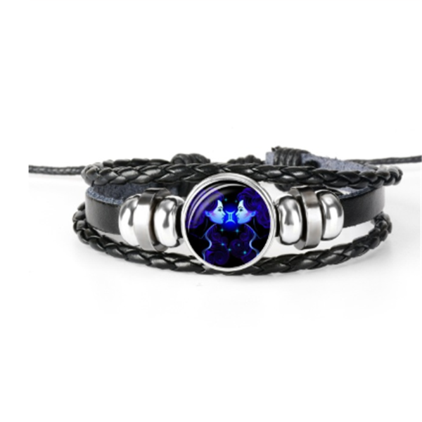 Pulsera de constelación del zodiaco Pulsera de diseño trenzado para hombres, mujeres y niños