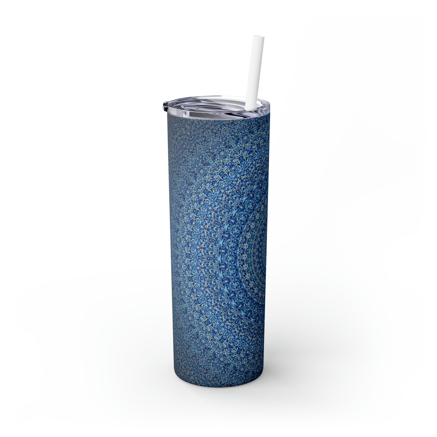 Mandala azul - Vaso delgado con pajita Inovax Maars® de 20 oz