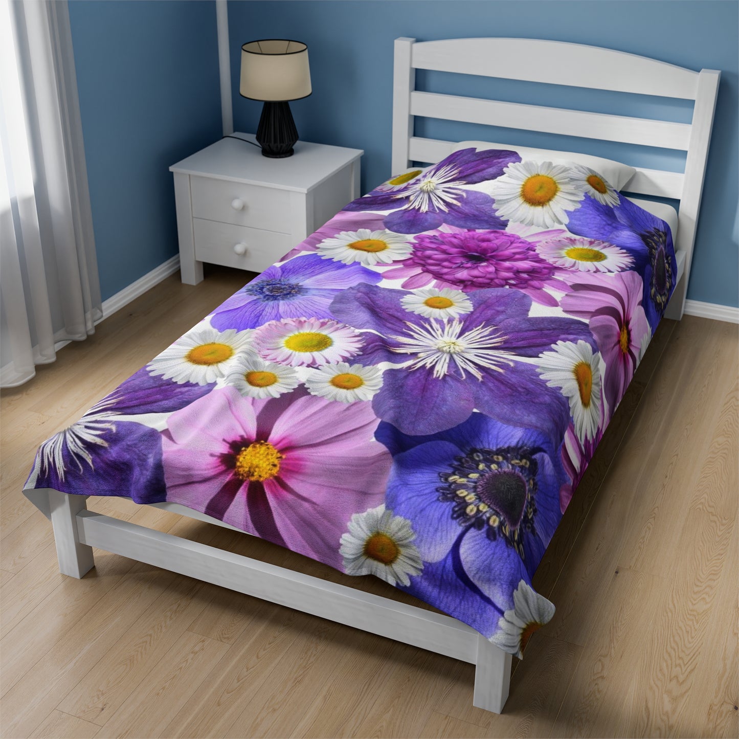 Purple Flowers - Inovax Velveteen Plush Blanket