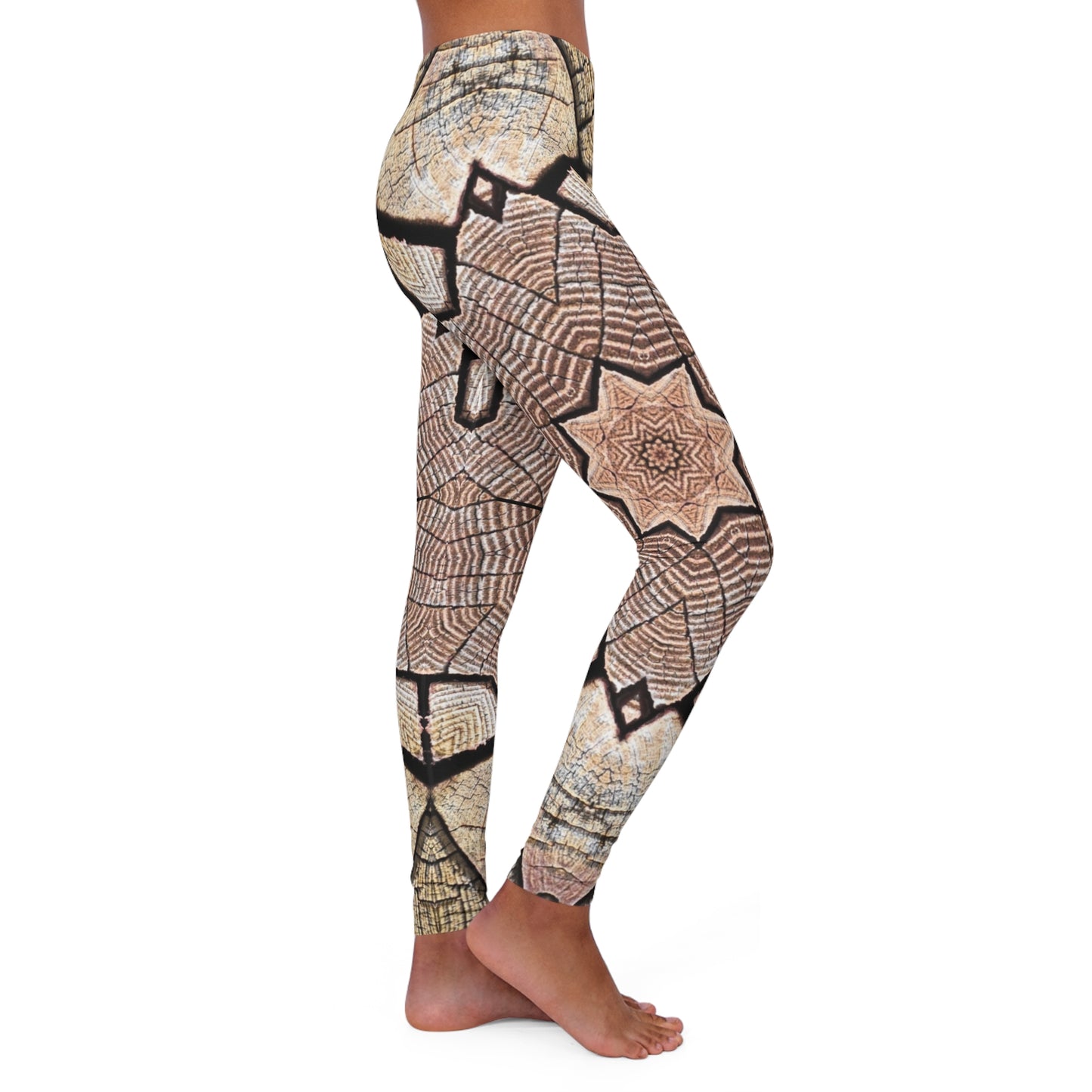 Mandala marrón - Leggings de spandex para mujer Inovax