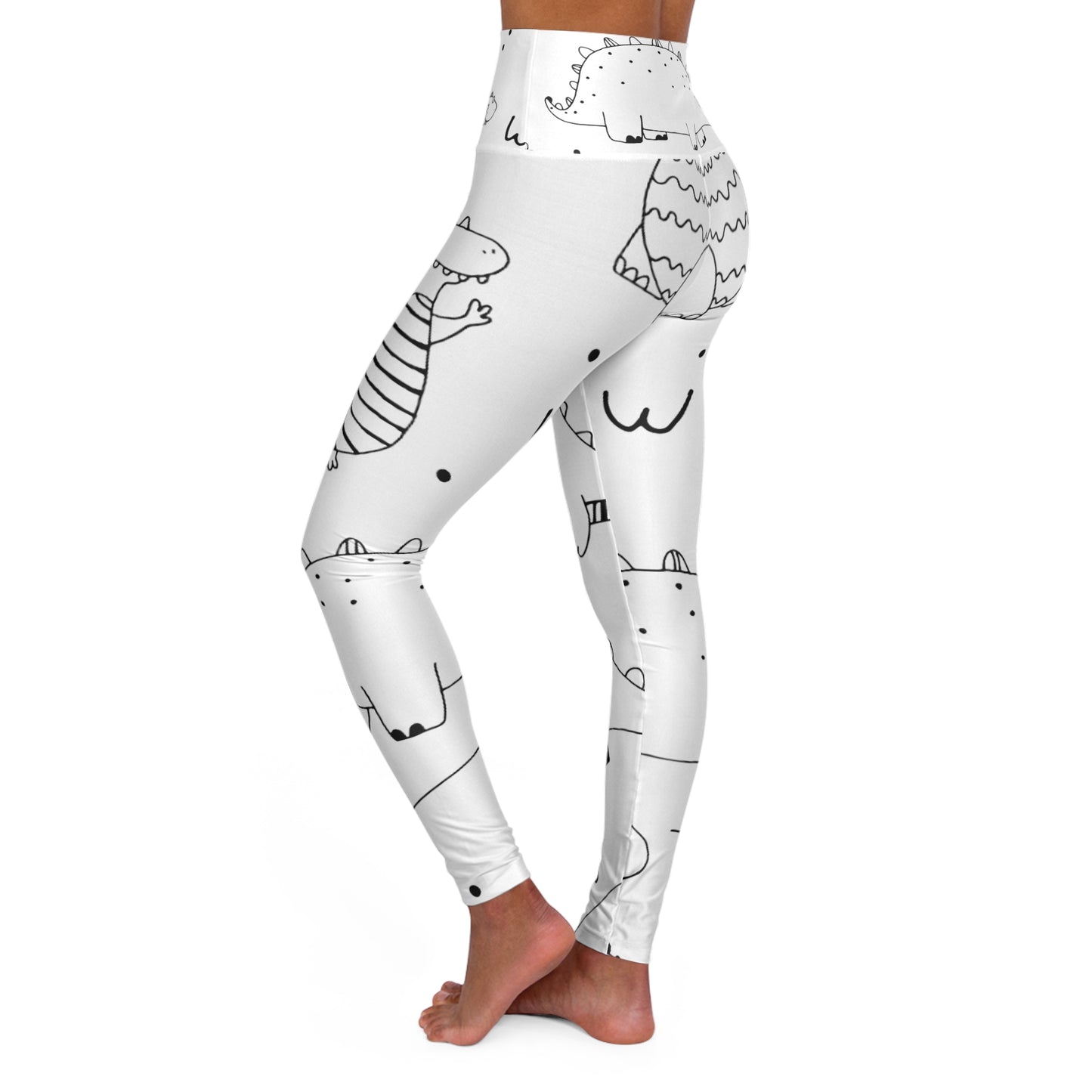 Doodle Dinosours - Leggings de yoga de cintura alta Inovax