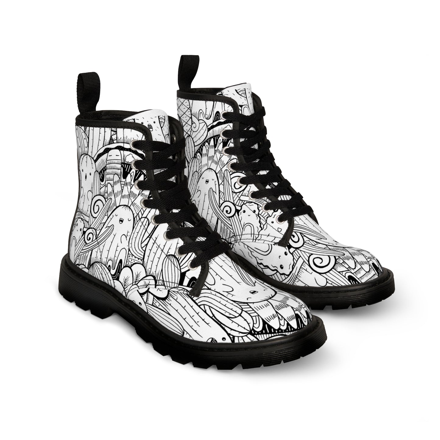 Doodle Cactus - Inovax Woman's Canvas Boots