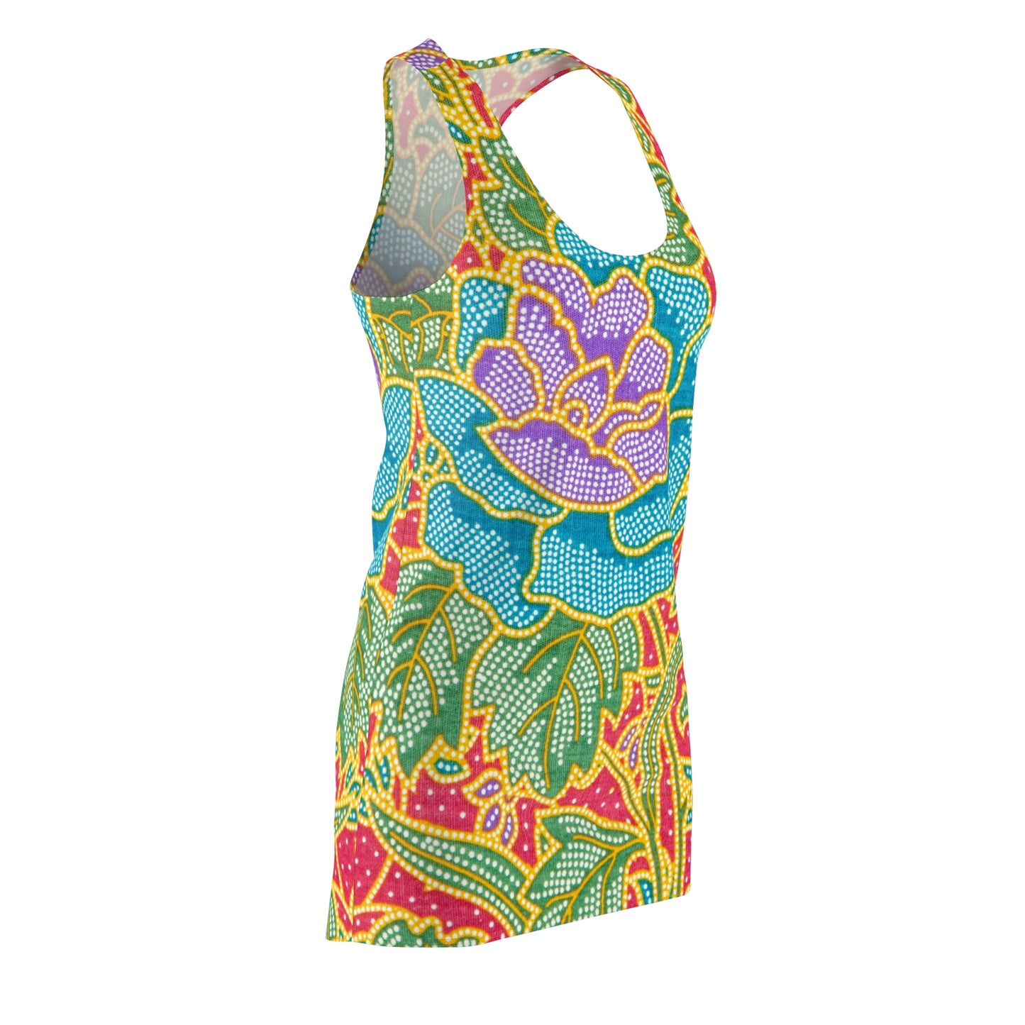 Green and red flowers - Inovax Women's Cut & Sew Racerback Dress