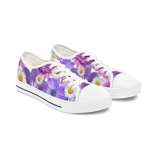 Fleurs violettes - Baskets basses pour femme Inovax