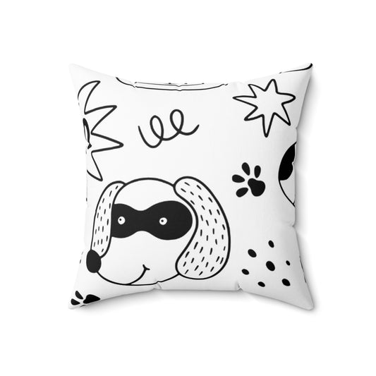 Doodle Chiens et Chats - Oreiller carré en polyester filé Inovax