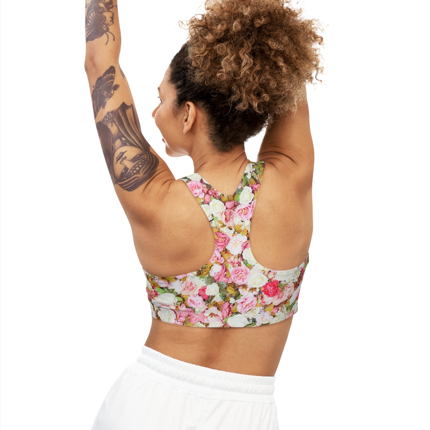 Pink Flowers - Inovax Seamless Sports Bra