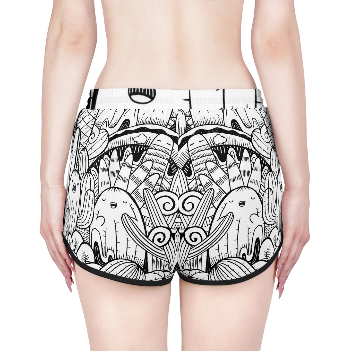 Doodle Cactus - Pantalones cortos relajados para mujer Inovax